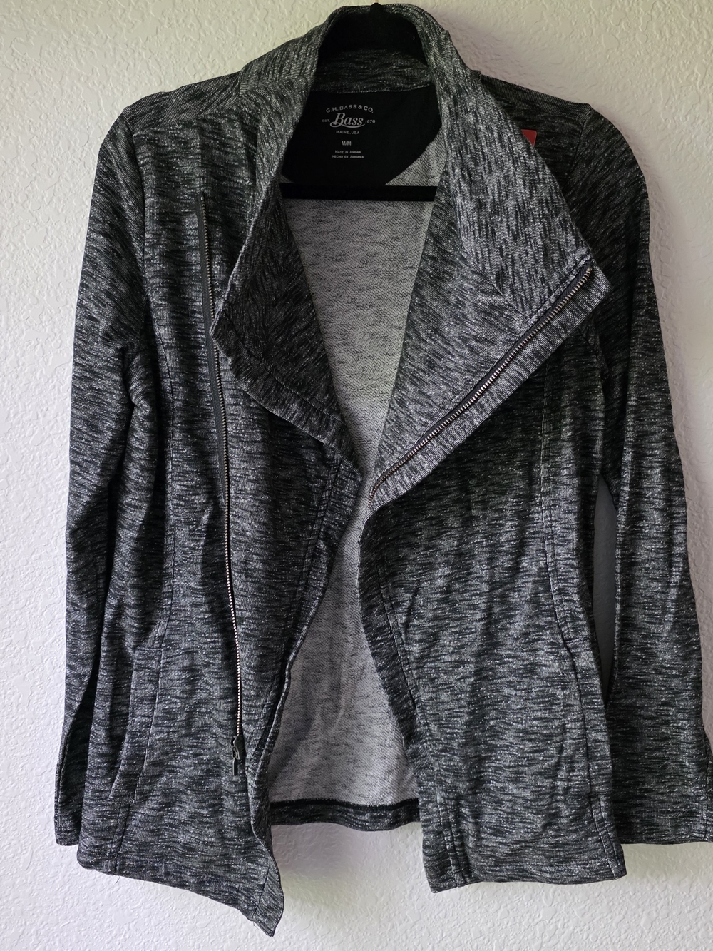G.H. Bass & Co. Women's Heathered Charcoal Gray Open Front Jacket - Picture 4 of 7
